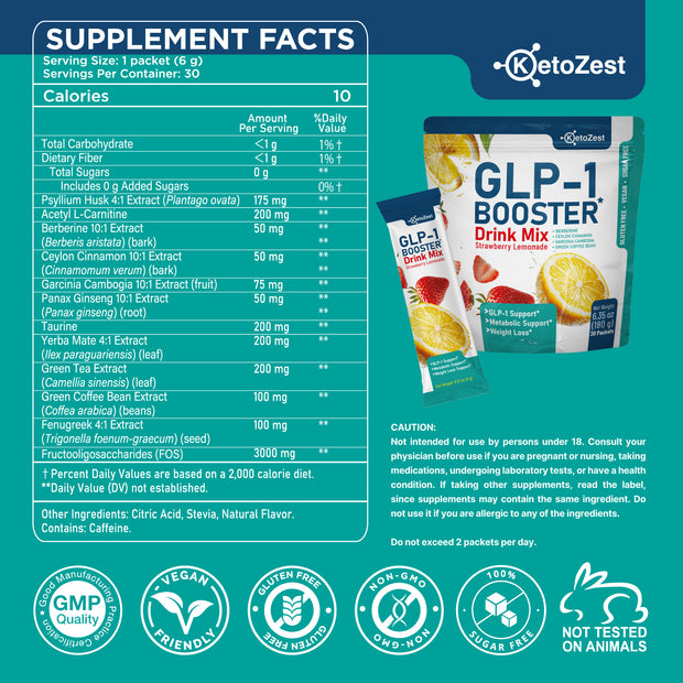 Ketozest GLP-1 Booster Drink Mix Powder